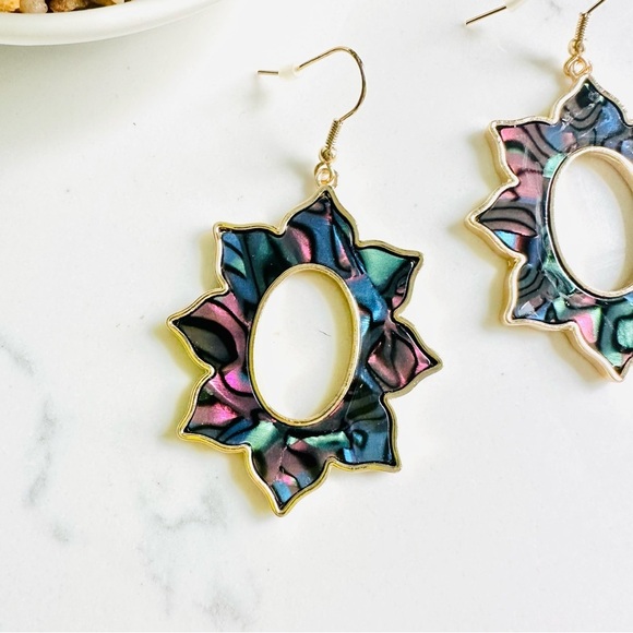2/$30🌵 Bohemian Abalone Shell Floral Earrings Gold Boho Beachy Jewelry NEW Gift - Picture 4 of 7